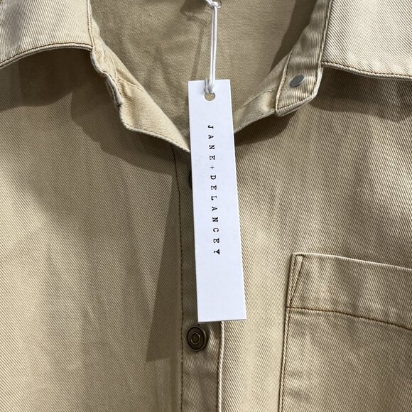 Jane & Delancey Shirt Womens XL Tan Denim Button Down Shacket Outdoor Gorpcore - Picture 3 of 8